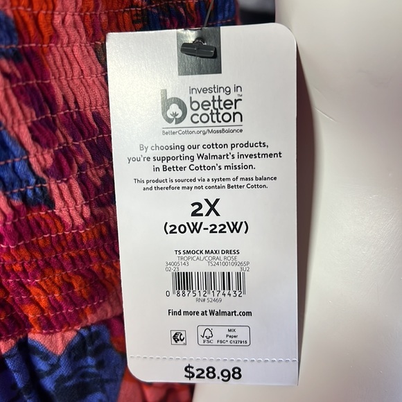 Terra & Sky Women's Plus Smock Maxi Dress - Picture 6 of 7